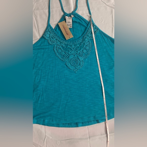 American Rags Turquoise Embroidered Scoop Neck Bohemian Racer Back Airy Tank Top - Picture 4 of 5